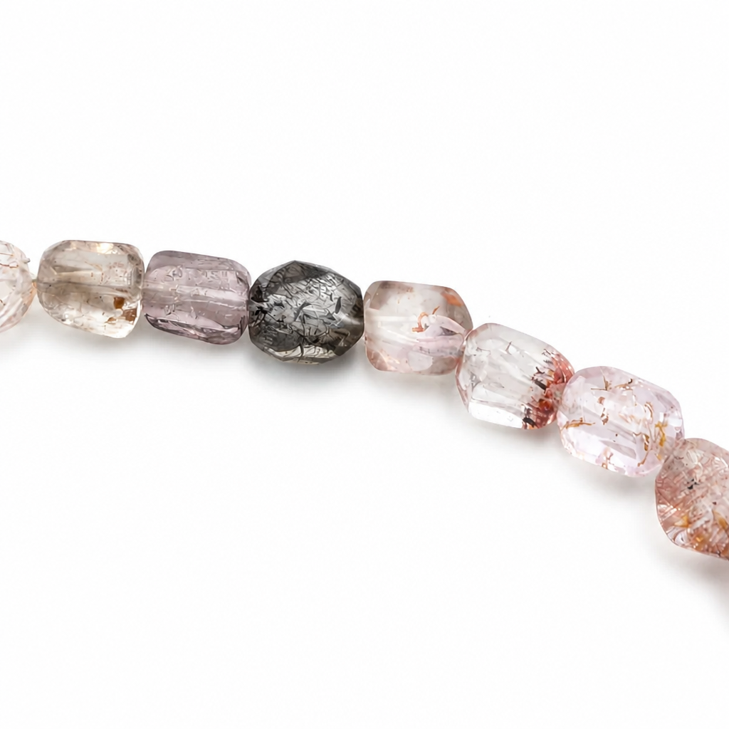 Handmade Super Seven beaded bracelet on high-elastic wire, 15.5cm inner length
