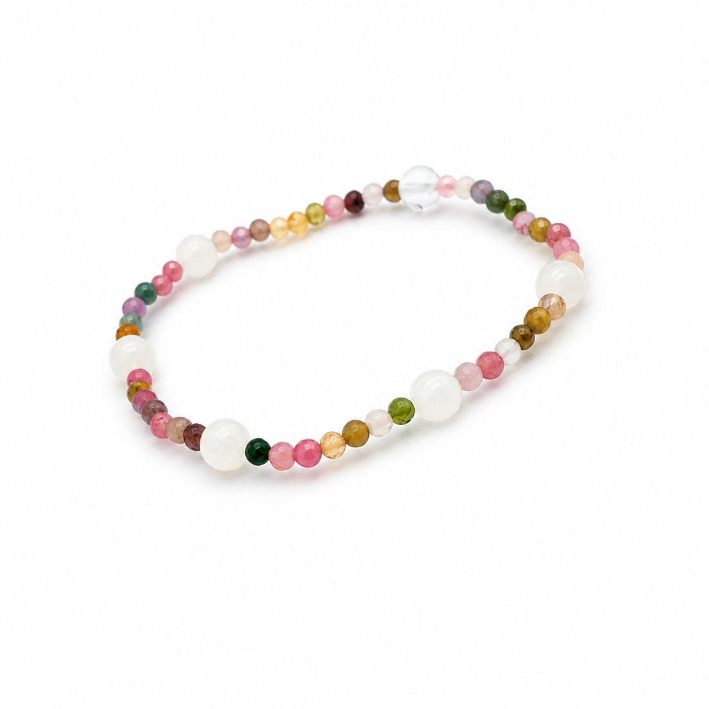 Prismatic Moonlight layering bracelet shown from the side