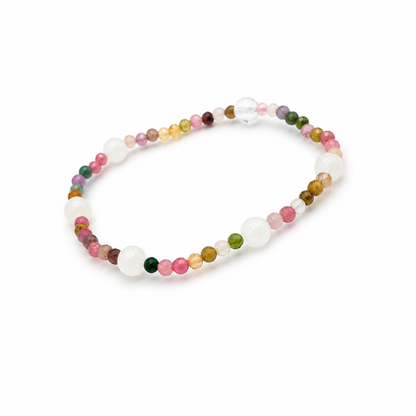 Prismatic Moonlight layering bracelet shown from the side