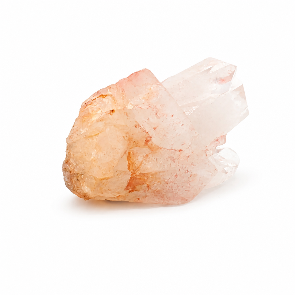 Top view of the wide Himalayan Pink Samadhi Quartz cluster