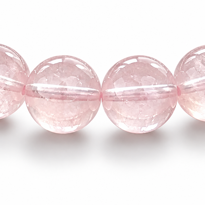 Madagascar Rose Quartz bracelet worn on the wrist showing warm soft pink everyday tone