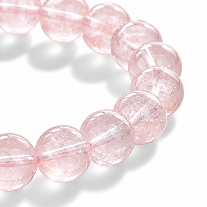 Full bracelet circle of Madagascar Rose showing even clean milky-pink bead colour selection