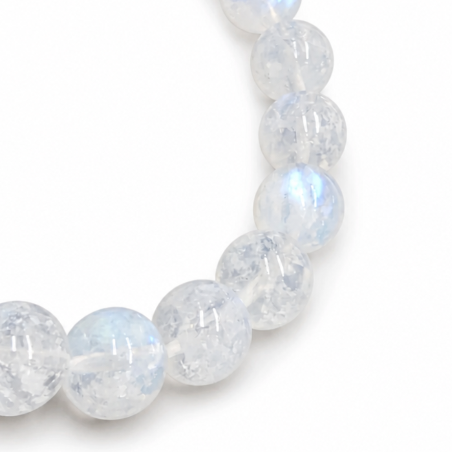 Handmade Indian Moonstone pure crystal bracelet by AuraLune Crystal on white background