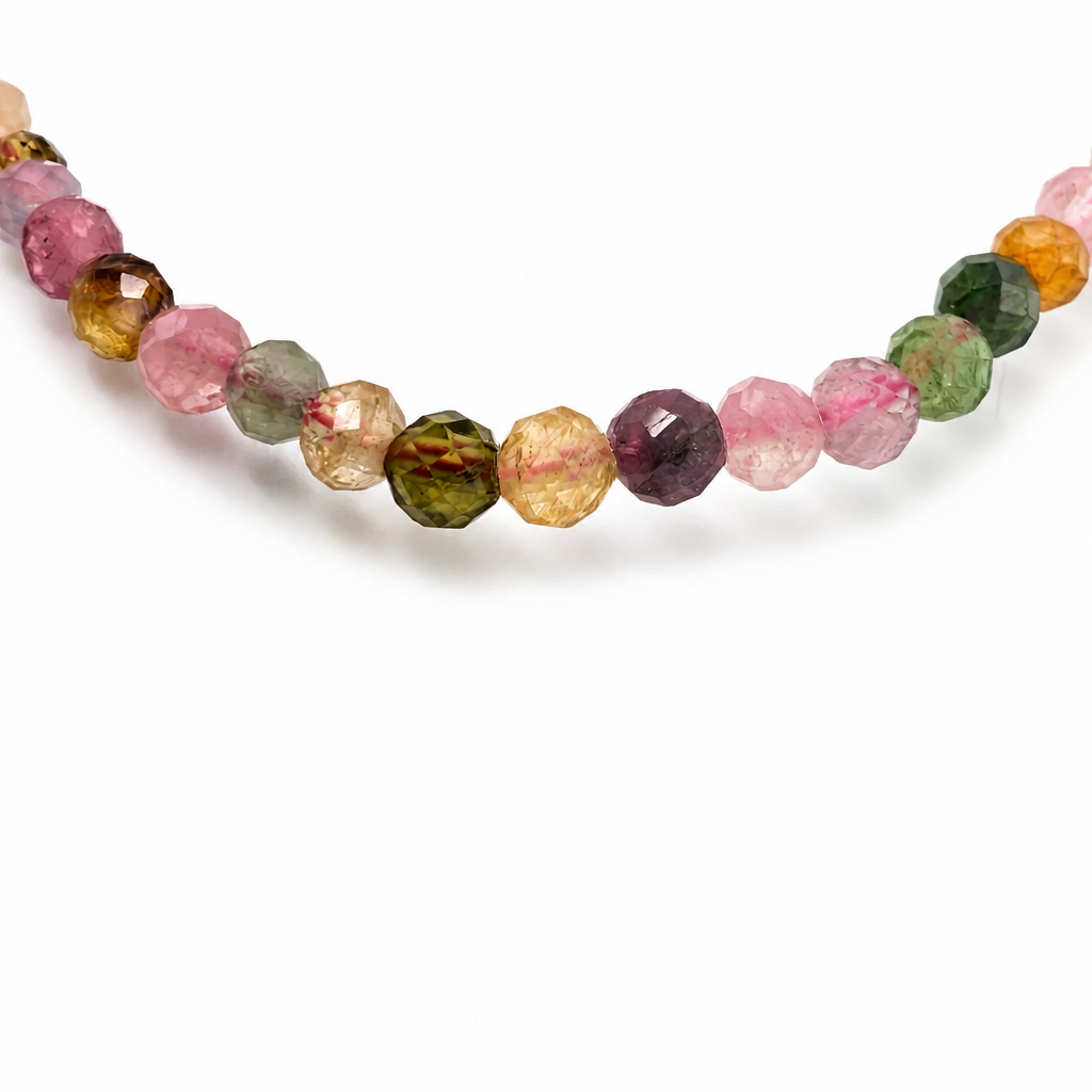 Faceted tourmaline bracelet shown from the side