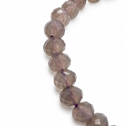 Purple chalcedony bracelet shown from the side