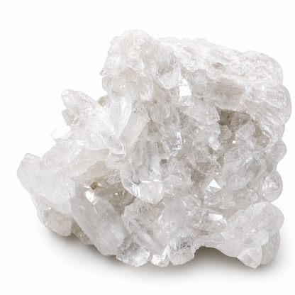 Angled view of the Clear Quartz cluster showing self-standing stable base