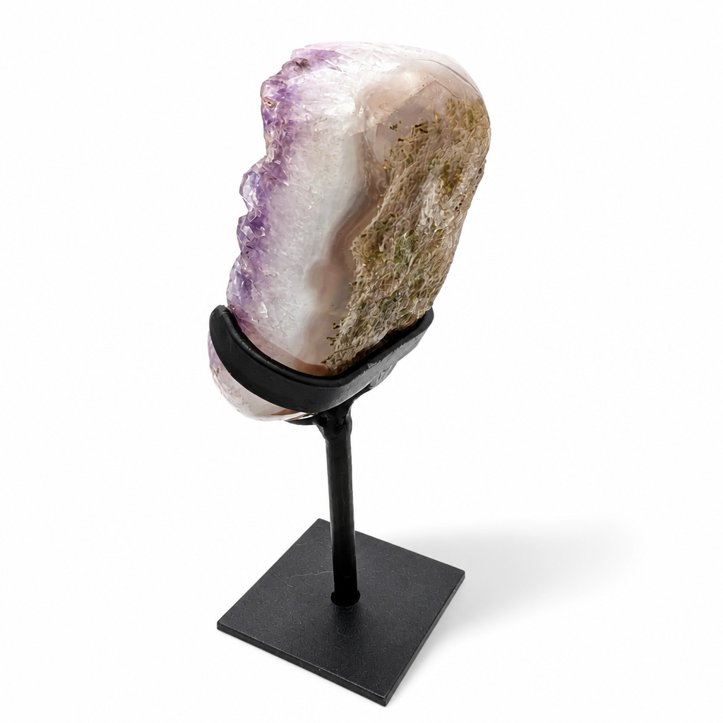 Lavender Druzy Amethyst spire as a home decor and meditation crystal specimen