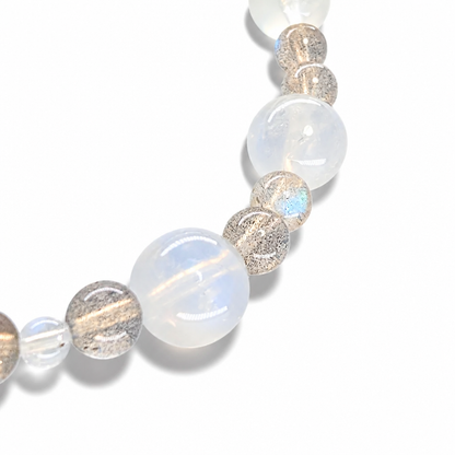 Handmade Indian Moonstone designer crystal bracelet by Aura Lune Aurora Whisper Series
