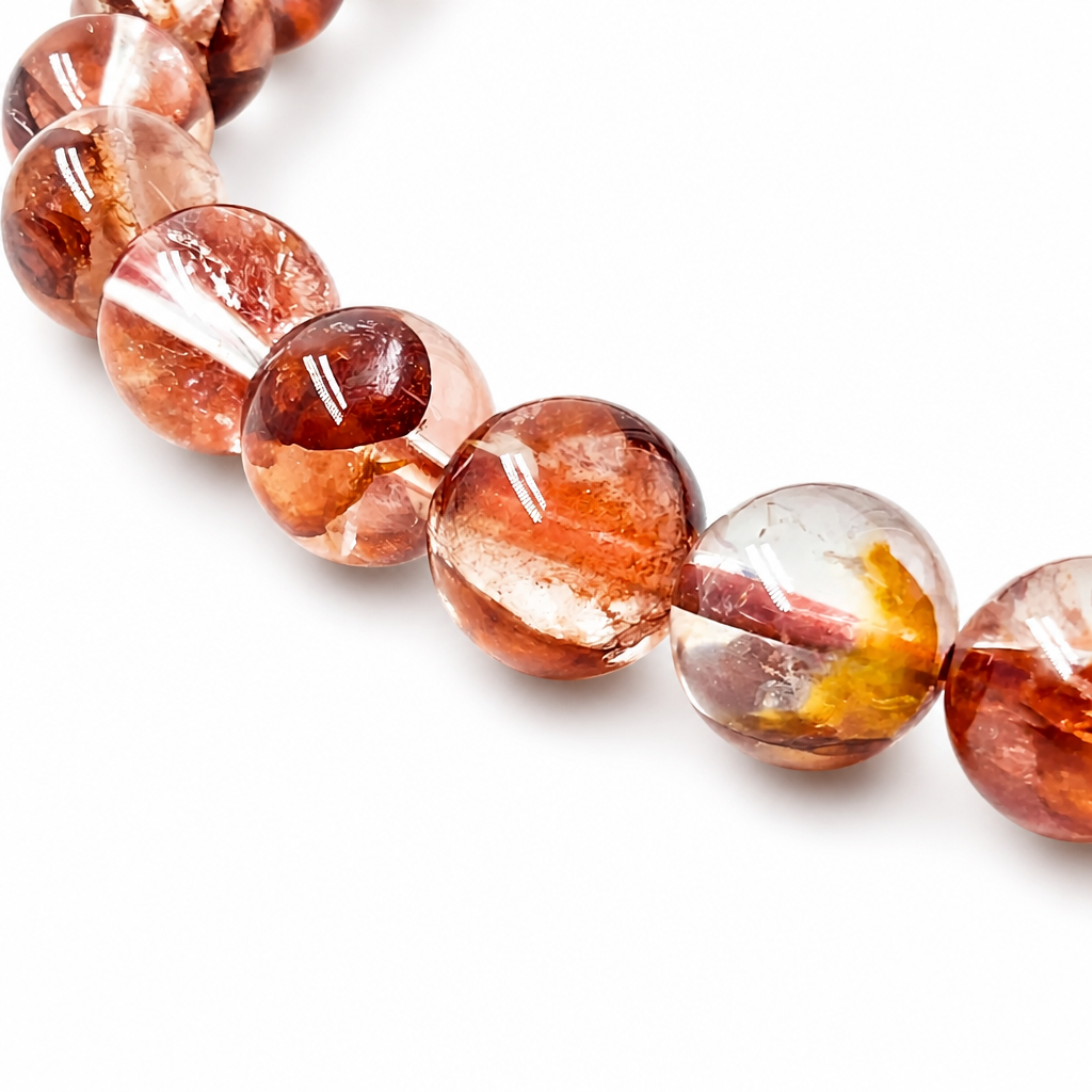 Fire quartz bracelet curved on white