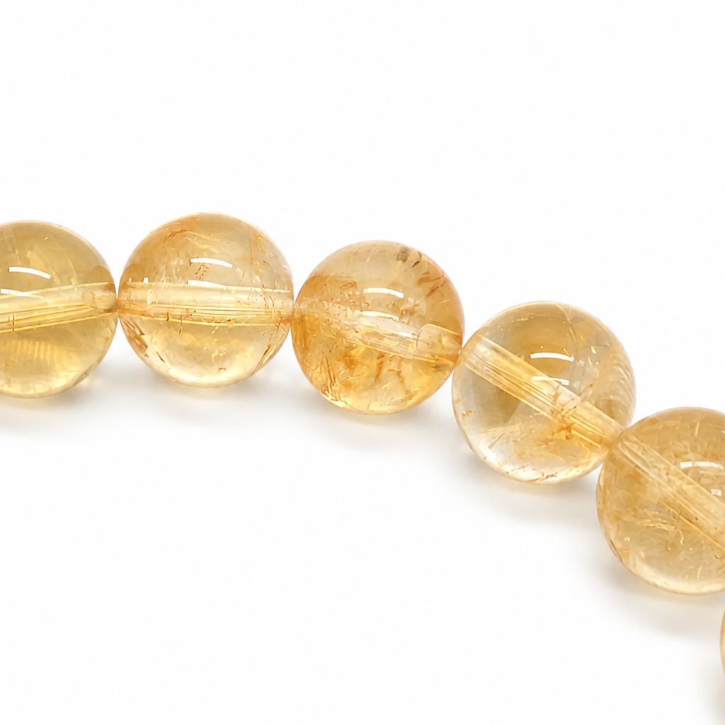 Warm amber citrine beads on elastic cord