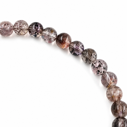 Dark Smoky Quartz dominant body colour of the Black Super Seven bracelet