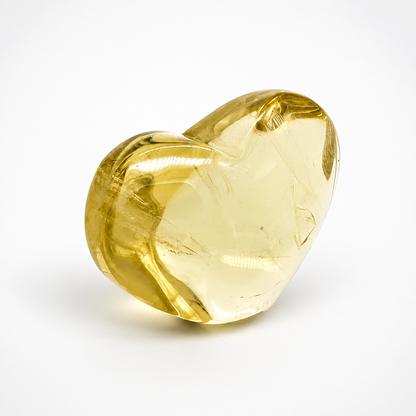 Close-up of diffuse aurora veil formations inside a honey-gold citrine heart