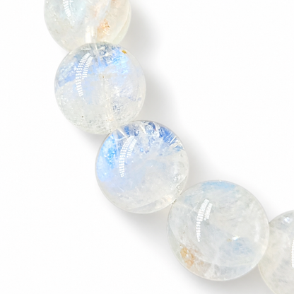 Collector-grade Madagascar pink moonstone bracelet as a luxury crystal jewellery piece