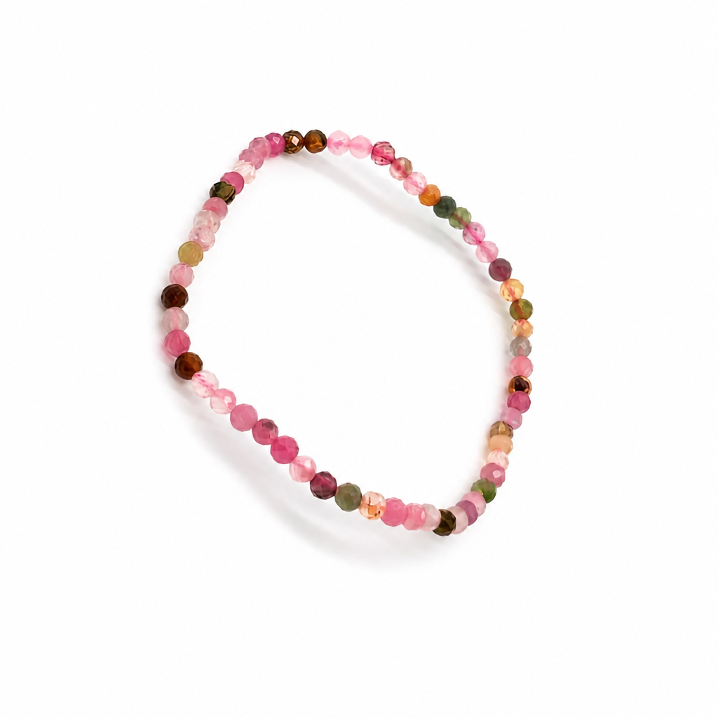Tiny faceted tourmaline beads in pink, green and blue