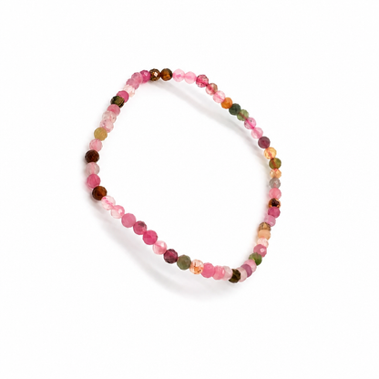 Tiny faceted tourmaline beads in pink, green and blue