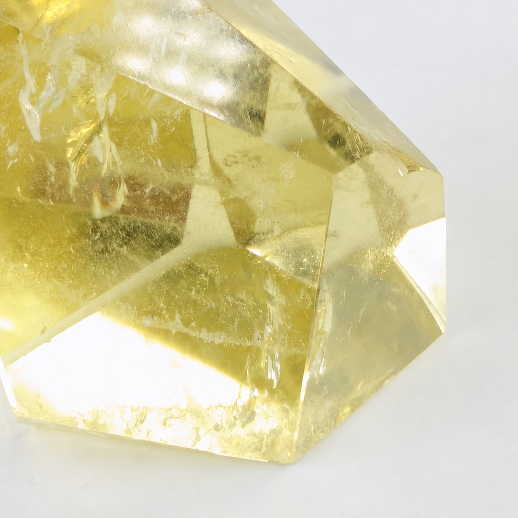 Brazilian Citrine raw specimen displayed on a desk as a natural crystal decor piece
