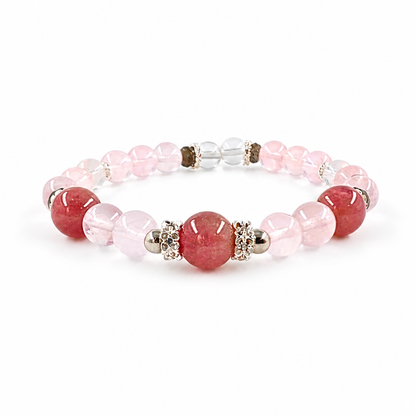 Twilight Blossom Ethereal bracelet with purple rose quartz and silver crown spacers