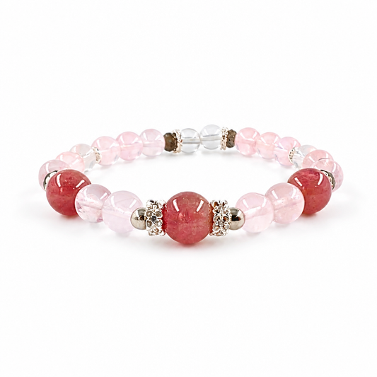 Twilight Blossom Ethereal bracelet with purple rose quartz and silver crown spacers