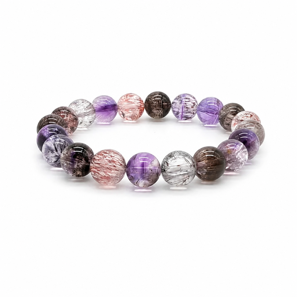 Ultra-clear Super 7 Melody Stone bracelet with visible mineral inclusions