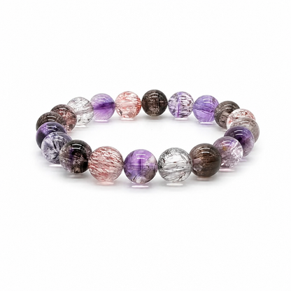 Ultra-clear Super 7 Melody Stone bracelet with visible mineral inclusions