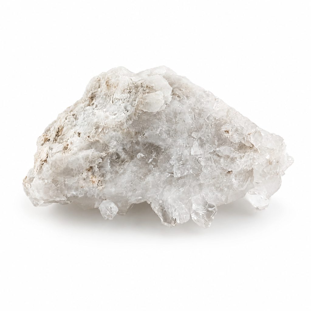 Top view of the natural Clear Quartz cluster showing full point formation spread