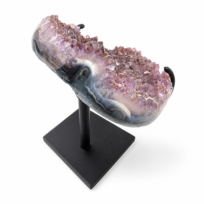 Top view of the gradient Brazilian Amethyst cluster showing druzy surface texture