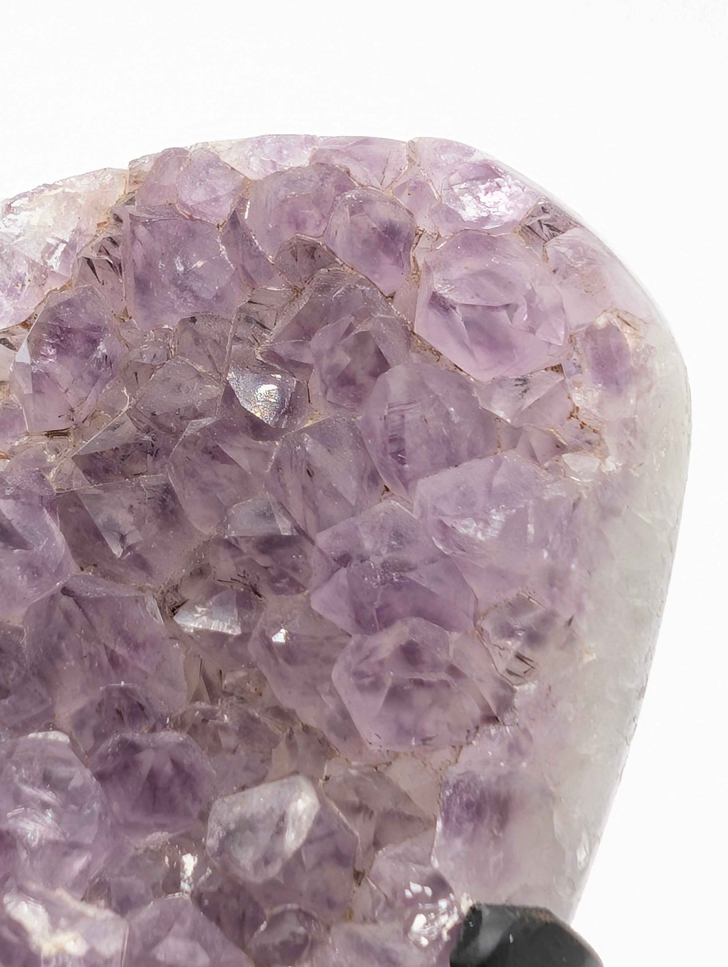 Top view of the lavender amethyst spire showing plump druzy point formation