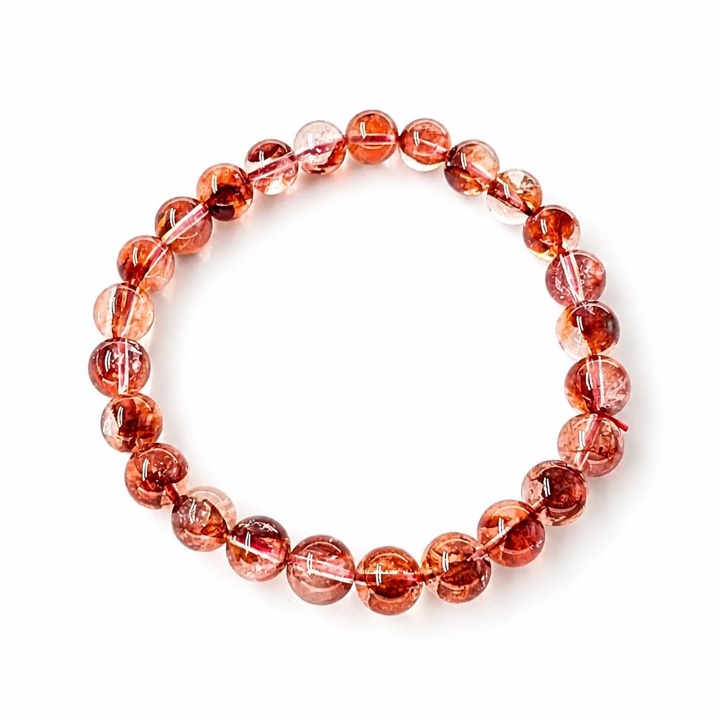 Handmade fire quartz hematoid bracelet by Aura Lune