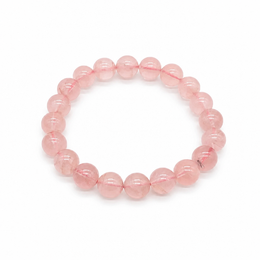 Premium Mozambique rose quartz bracelet in deep pink 9.5mm beads