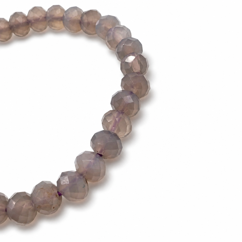 Purple chalcedony bracelet curved on white