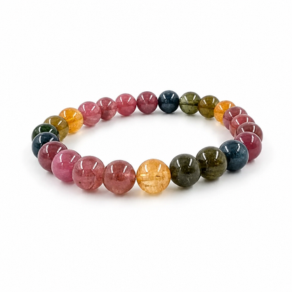 Close-up of natural colour zoning in large rainbow tourmaline beads