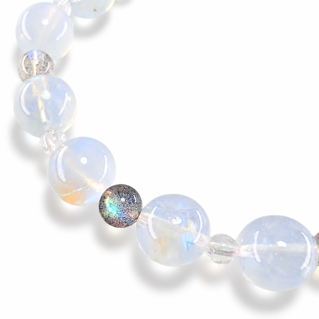 Handmade Indian Moonstone statement bracelet by Aura Lune Aurora Whisper Full Moon Series