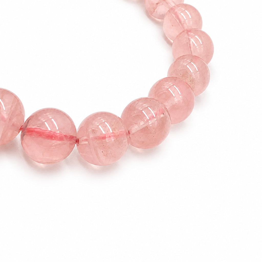Handmade premium Mozambique rose quartz bracelet by Aura Lune