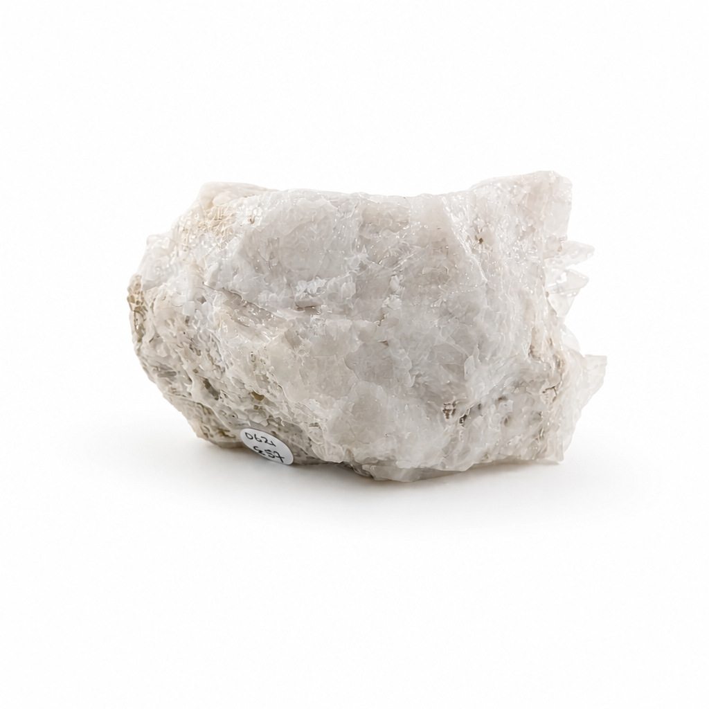 Side view of the Clear Quartz cluster showing full 110mm width and stable base