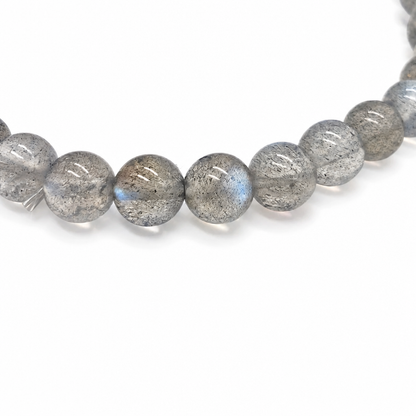 Blue-flash labradorite beads catching natural light