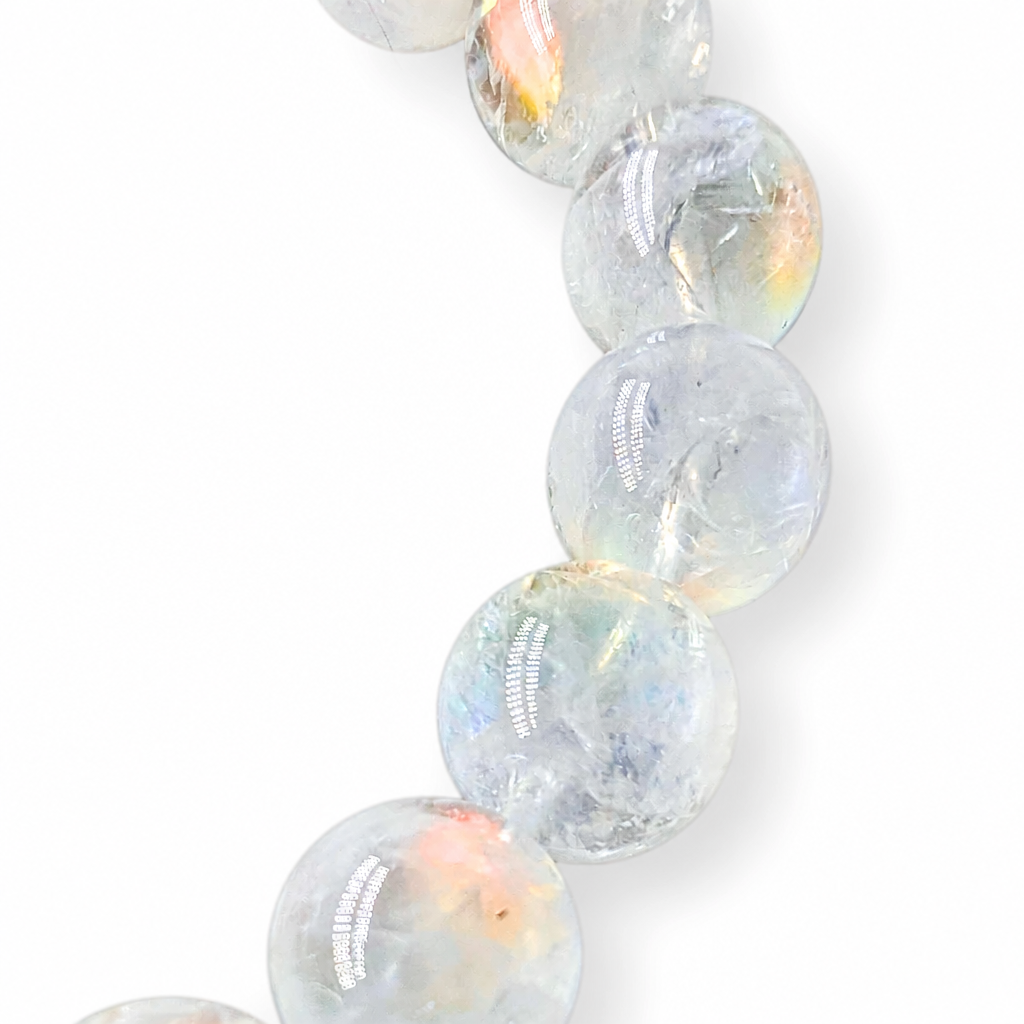 Rosewater Moon collector moonstone bracelet worn on the wrist in natural light