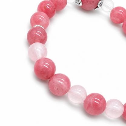 Side view of the Heart Sanctuary bracelet showing natural rhythm of mixed bead sizing