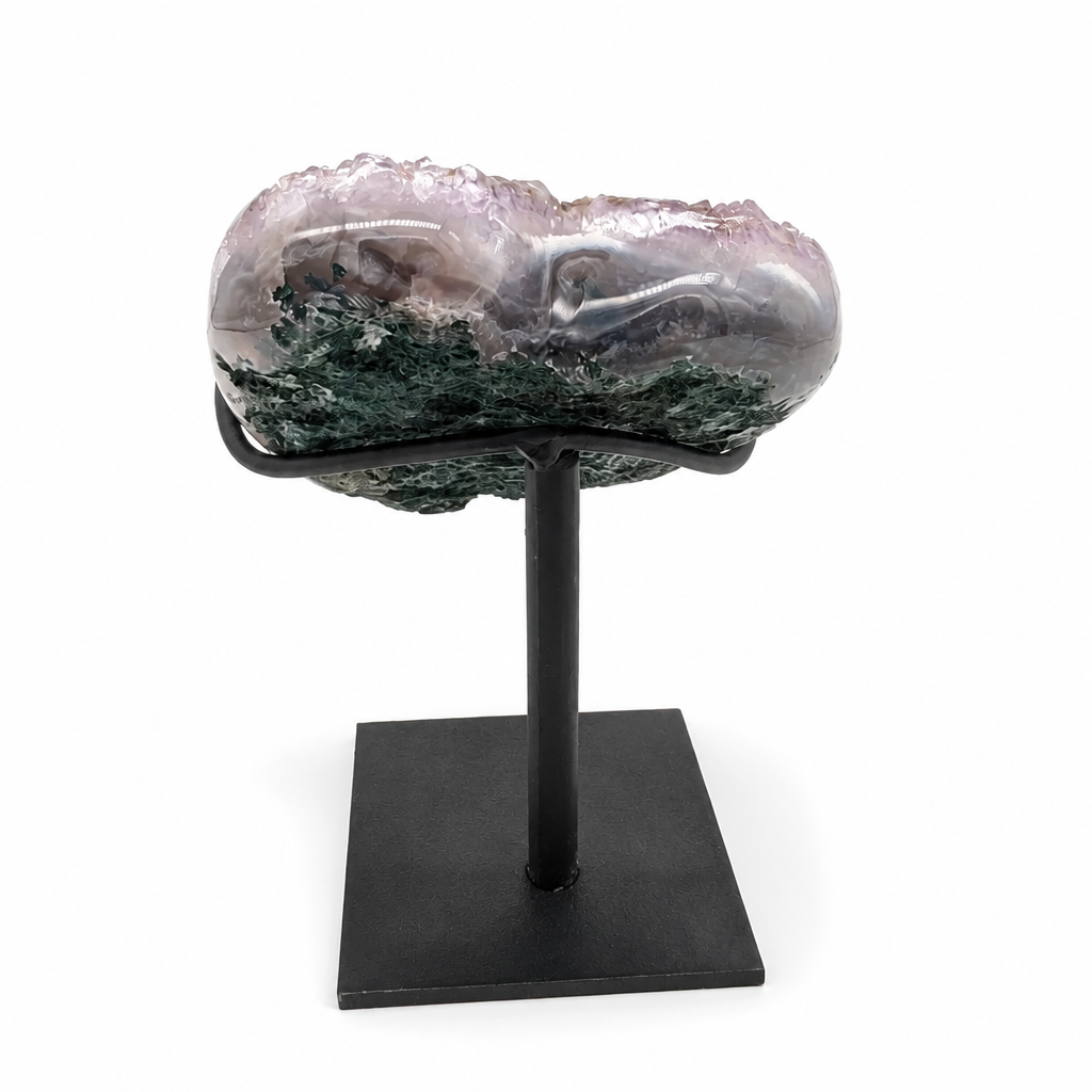 Blush pinkish-purple outer edge of the gradient amethyst cluster specimen
