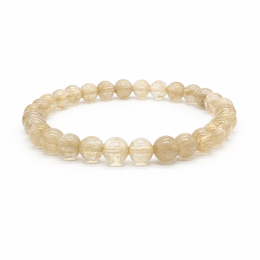 Golden rutilated quartz bracelet with Venus hair needles