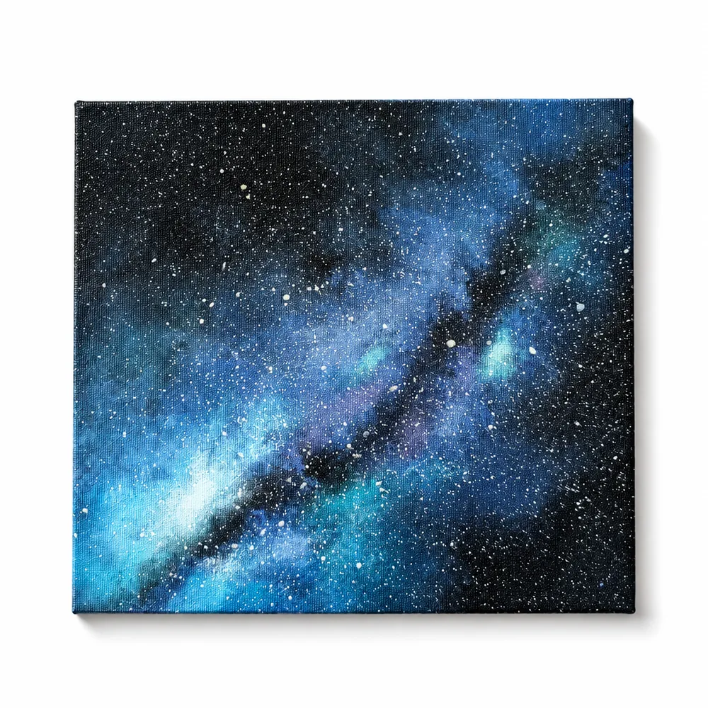 Blue Milky Way memorial painting with dense white stars
