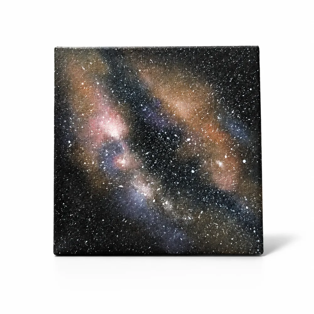Amber and rose Milky Way painting with fine white star dust
